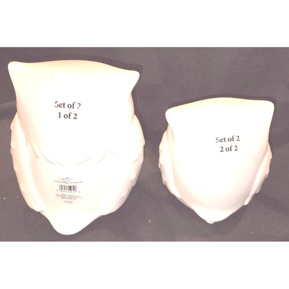 Hallmark Decorative Ceramic Owls Set Of 2 Off-White Figurines Home Decor Collect - Picture 3 of 6